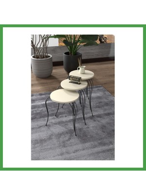 Soi Home Lükens Zigon Sehpa Krem Bej 3'lü Soı