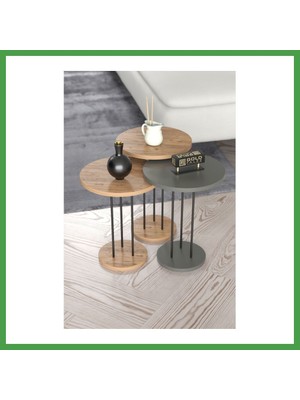 Soi Home Metal Terra Zigon Ceviz Antrasit 3'lü Soı