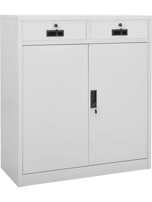 Açık Gri Metal Ofis Saklama Dolabı, 90 x 40 x 102 Cm, 2 Ayarlanabilir Raf, Evrak Düzenlemesi Iç