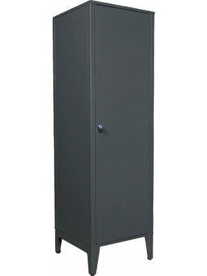 Ziglat 1550 Serisi Kilitli Metal Home Office Dolabı Metal Kapaklı Antrasit Gri 450X1500X450 mm