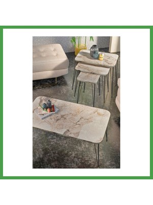 Soi Home Zigon Sehpa Kr ve Orta Sehpa Kr Set Siyah Ayak Efes Tel 1103 Soı