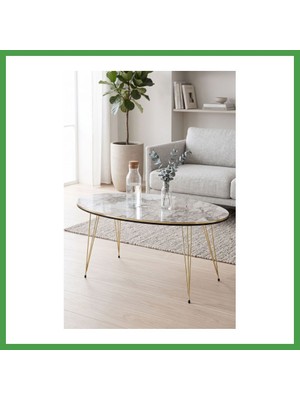 Soi Home Gold Tel Oval Orta Sehpa Beyaz Soı