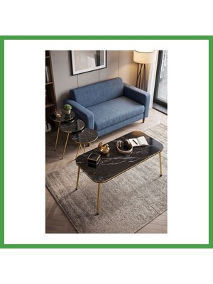 Soi Home Gold Metal Düz Ayak 4'lü Sehpa Siyah Soı