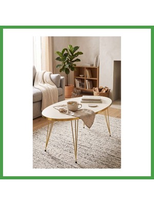 Soi Home Orta Sehpa Elips Gold Krem Tel Soı