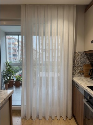 Demor Home Dikey Şeritli Organize Tül Perde, Gerçek Sık Pile İhracat Koleksiyonu