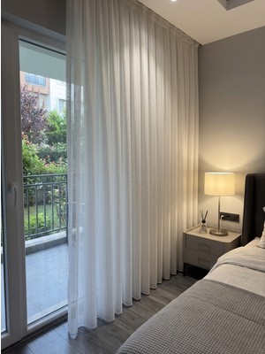 Favolli 1/3 Pile Çift Çizgili Tok Tül Perde, Kornişe Hazır, Tek Kanat, Ihracat Kalitesi