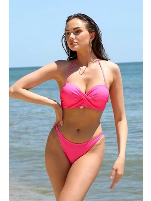 Lume Kadın Dönmeli Straplez Mercan Bikini