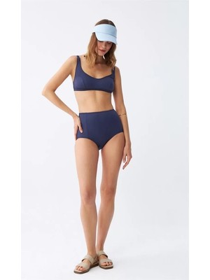 Lume Kadın Basic Lacivert Pedli Yüksek Bel Bikini Takımı