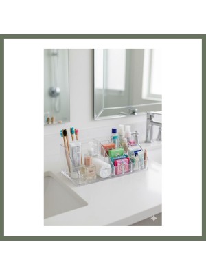 Bezos Şeffaf Akrilik Banyo Kozmetik Düzenleyici Organizer 13X22X8 cm Bezos1