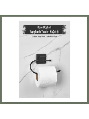 Bezos Yapışkanlı Kare Başlıklı Siyah Tuvalet Kağıtlığı Bezos1