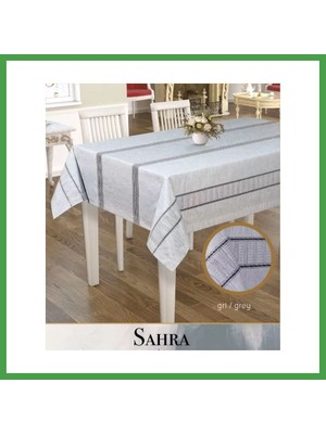 Soi Home Sahra Model Gri 160X260 cm Polyester Ajurlu Keten Masa Örtüsü Dantelli Tablecloth Soı