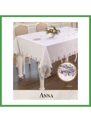 Soi Home Anna Model Gardenya Keten 160X220 cm Dantelli Tek Masa Örtüsü Krem Şık Tablecloth Soı