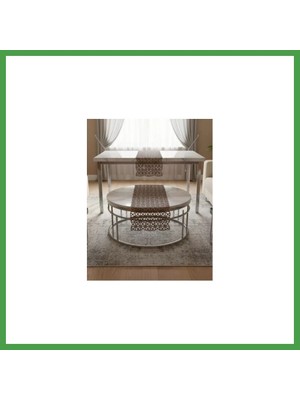 Soi Home Angles Model Kahverengi 5 Parça Salon Takımı Dantel Masa Örtüsü Runner Seti Soı