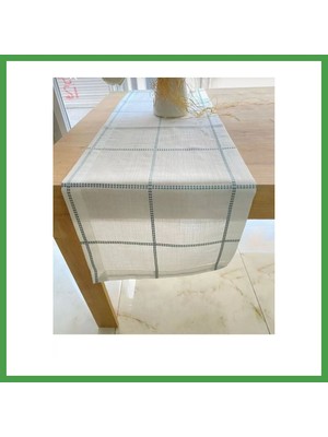 Soi Home Belena Mavi Çizgili Tek Runner 30/130 cm Şık Masa Dekoru Soı