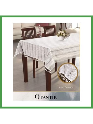 Soi Home Otantik Model Krem 150X220 cm Pamuklu Masa Örtüsü Tablecloth Yemek Masası Örtüsü Soı