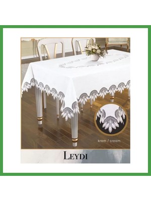 Soi Home Gardenya Keten Leydi Model Krem 160X220 cm Zarif Yemek Masası Örtüsü Çeyizlik Masa Dekoru Soı
