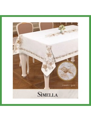 Soi Home Simella Keten 160X260 cm Krem-God Detay Masa Örtüsü Şık Yemek Masası Dekoru Soı