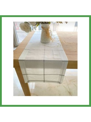 Soi Home Belena Gri Çizgili Tek Runner 30/130 cm Masa Üzeri Dekoratif Runner Soı