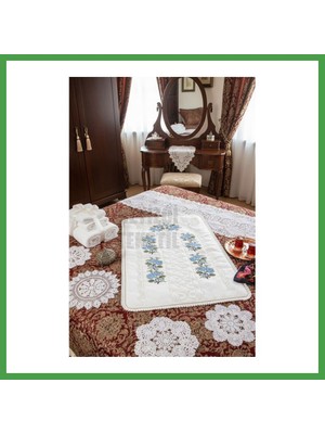 Soi Home Kanaviçe Işlemeli Etamin Kumaş Seccade - Mavi Soı