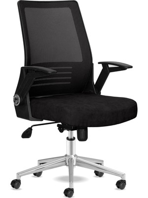 Star Ofis Sandalyesi Fileli Sırt Ergonomik Çalışma Koltuğu (Siyah)