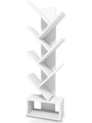 8 Raflı Basamak Kitaplık 40X140 cm Kademeli Raflı, Beyaz