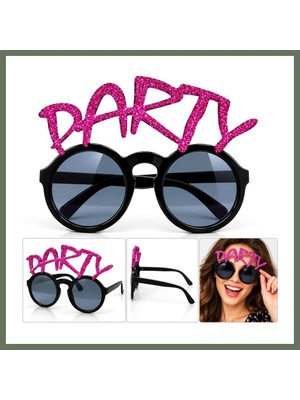 Bezos Fuşya Simli Party Yazılı Parti Gözlüğü Bezos1