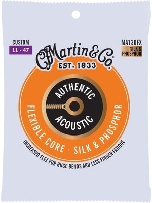 Martin Martın Akustik Gitar Telleri, Esnek Core Custom 11/47, Fosfor Bronz ve (MA130FX)