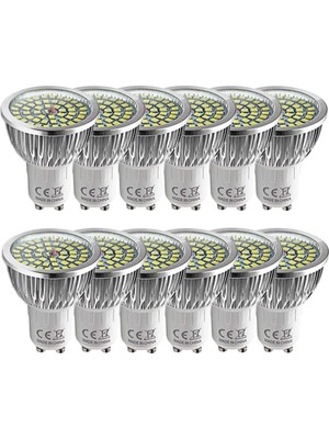 Tr 12 Adet Super Bright GU10 LED 6 W Spot LED Lamba, Soğuk Beyaz 6000 K, 60 W, 550 Lm, Ac 85 – 26