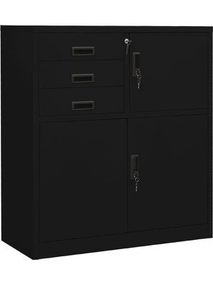 Tr Dayanıklı Siyah Çelik Ofis Saklama Dolabı, 90 x 40 x 102 Cm, Ayarlanabilir Raflı Depolama Do