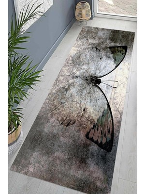 Tr Pelangi Kelebek Desen Eskitme Model Dijital Baskı Yıkanabilir Kaymaz Taban Salon Halı ve Yollu