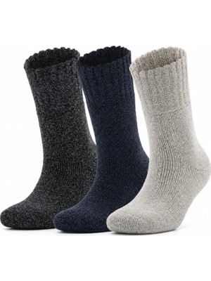 Tr 3 Çift Unisex Muline Iplikli Uzun Konçlu Kışlık Termal Çorap, Ön Yıkamalı