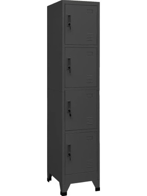 Tr Antrasit Çelik Dolap 38 x 45 x 180 cm - 4 Kilitlenebilir Anahtar Kapağı, Hava Prizi ve Etiket