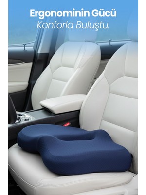 Tr Pillowart Ortopedik Oturma Simidi Koltuk Minderi Visko Kuyruk Sokumu Yastığı Lacivert