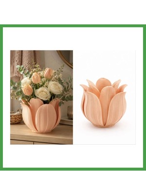 Soi Home 3D Baskı Lotus Yapraklı Vazo - Dekoratif Çiçeklik-Turuncu Soı