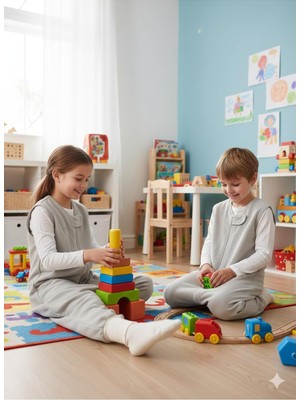 Tr Kolsuz Uyku Tulumu, %100 Doğal Pamuk, Çift Kat Pazen, Unisex, 1.0 Tog, 0-6 Ay, Gri