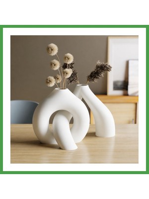 Soi Home 3D Baskı Interlocking Vazo - Iç Içe Geçen Dekoratif Vazo-Beyaz Soı