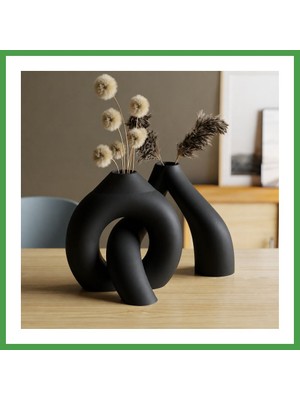 Soi Home 3D Baskı Interlocking Vazo - Iç Içe Geçen Dekoratif Vazo-Siyah Soı