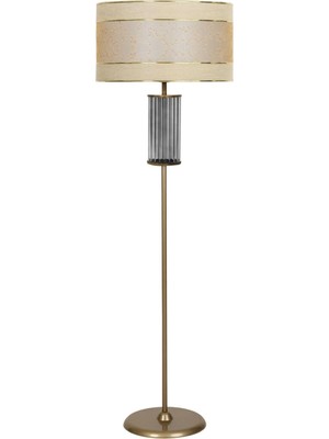 Tr Noa Gold Kaplama Tripod Boyu Ayarlanabilir Metal Lambader - Gold Şeritli Antrasit VNRNOAMTL1212