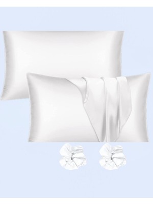 Tr Ipeksi Saten 50X70 cm Yastık Kılıfı 2 Adet, Kıvırcık Saçlar,dalgalı ve Düz Saçlar, Bor