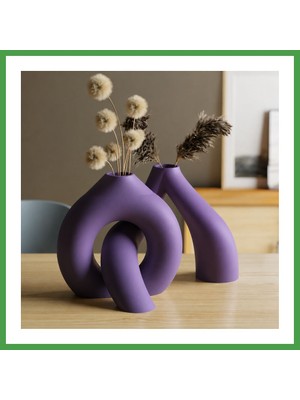Soi Home 3D Baskı Interlocking Vazo - Iç Içe Geçen Dekoratif Vazo-Mor Soı