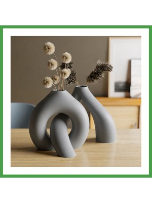 Soi Home 3D Baskı Interlocking Vazo - Iç Içe Geçen Dekoratif Vazo-Gri Soı