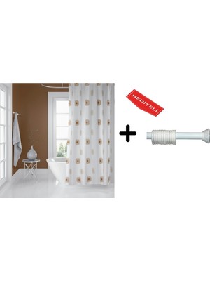 Tr Banyo Duş Perdesi 6969 120X200 Perde Borusu Askı Aparatı 90X130 Hediyeli