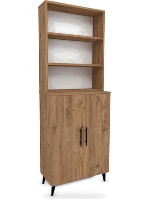 Tr Lidya Dolaplı Kitaplık 6 Raflı 2 Kapaklı 65 Cm, Atlantik Çam