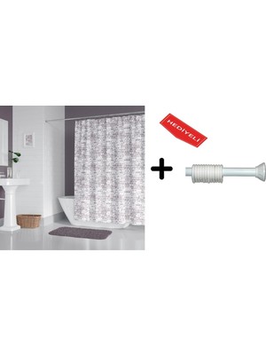 Tr Banyo Duş Perdesi 1406 120X200 Perde Borusu Askı Aparatı 90X130 Hediyeli