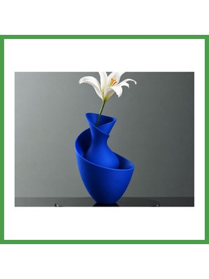 Soi Home 3D Baskı Bold Vazo - Akışkan Formlu Dekoratif Vazo-Mavi Soı