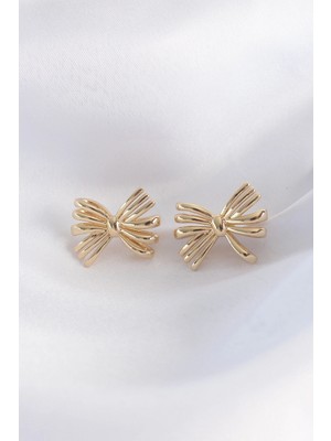 MiraLive Pirinç Gold Renk Fiyonk Küpe TJ-BKP8930