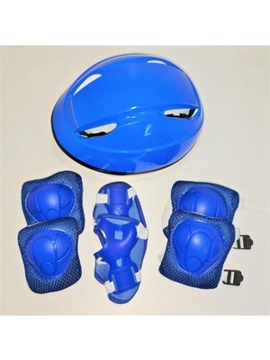 Kask Dizlik Dirseklik Eldiven Koruyucu Çocuk Set Mavi