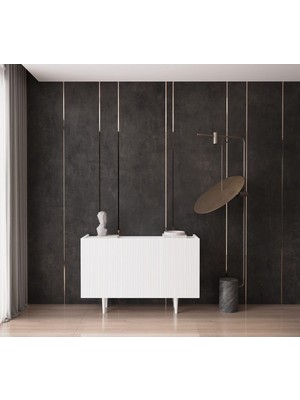 Enwood Capella Beyaz Mdf 3 Kapaklı Raflı 120 Lık Konsol Beyaz 120 x 80