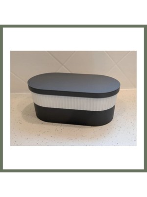 Bezos 3D Baskı Iki Rulo Tuvalet Kağıdı Saklama Kutusu Kapaklı Çizgili Banyo Organizeri Minimalist - Siyah Kapak Bezos1