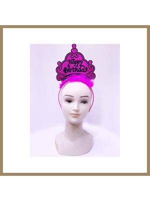 Bezos Happy Birthday Neon Fuşya Renk Doğum Günü Tacı 24X15 cm 22